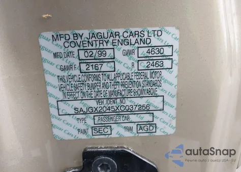 1999 Jaguar Xk8 from USA, damaged, VIN SAJGX2045XC037256